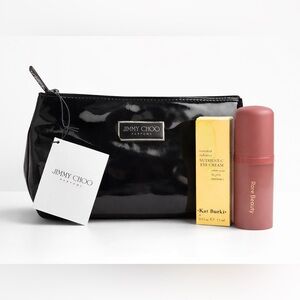 Jimmy Choo Cosmetic Pouch + Rare Beauty + Kat Burki Luxury Skincare Bundle